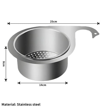 Stainless Steel Kitchen Swan Sink Strainer Basket Hanging Waste Drain Filter Basket Fruit Vegetable Drainer Sponge Rack Storage