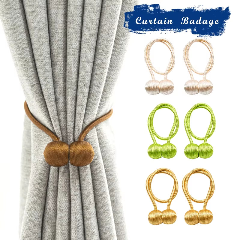 Elegant Magnetic Curtain Tiebacks – 2-Pack Decorative Polyester Buckle Clips for Effortless Style and Hold